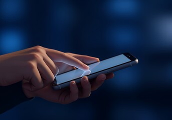 A hand touches a bright smartphone screen