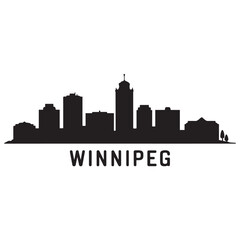 Fototapeta premium Winnipeg skyline silhouette. Black Winnipeg city. Vector black silhouette. with white background