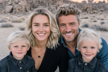 Fototapeta premium This moving image portrays a family engaged in a moment of solemn reflection and prayer, kneeling together with an open Bible in close proximity, radiating an aura of love, unity, and reverence as