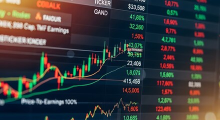 stock market graph on the screen