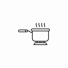 boiling saucepan stove icon sign vector