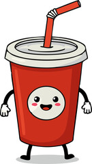 Cartoon soda character in colorful food illustration