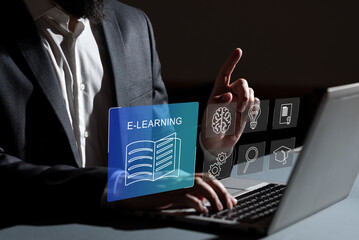 E-learning online education training webinar on internet for personal development and professional...