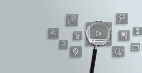 E-learning online education training webinar on internet for personal development and professional qualifications. 