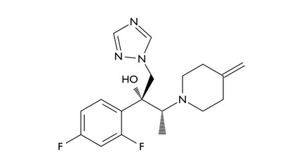 efinaconazole molecule, structural chemical formula, ball-and-stick model, isolated image antifungal