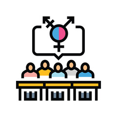 inclusive classroom setting color icon vector illustration