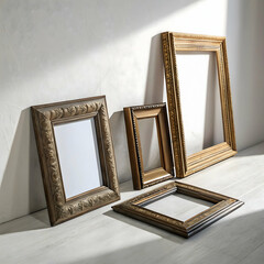 Realistic shadows for frames isolated on white background  