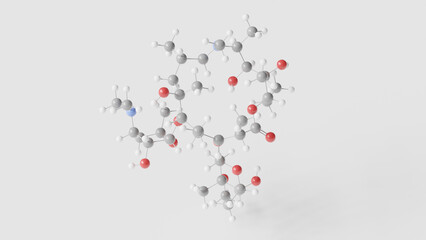 azithromycin molecule 3d, molecular structure, ball and stick model, structural chemical formula antibiotic