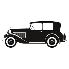 Classic vintage automobile silhouette isolated on white background