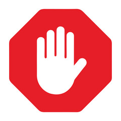 Obraz premium Classic red octagonal stop sign silhouette isolated on white background