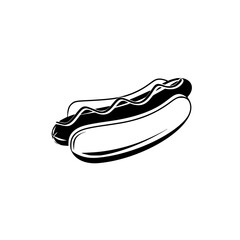 Silhouette pictogram of a hot dog reflecting common street food choice at various casual gatherings or outdoor events
