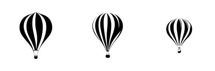 Fototapeta premium Silhouette pictograms of hot air balloons in various sizes for creative design and illustrations