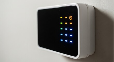 Home Automation: Close-up of Smart Thermostat Unit on Wall