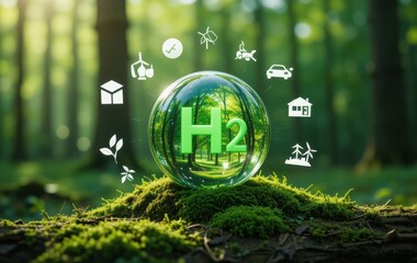Hydrogen fuel and environment, sustainable energy concept, clean power future