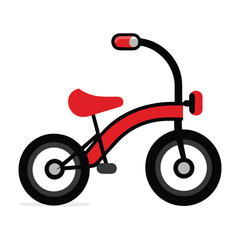 Bright red children s tricycle silhouette isolated on white background