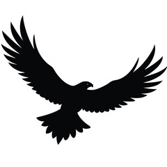 Silhouette of a majestic eagle soaring with wings spread wide