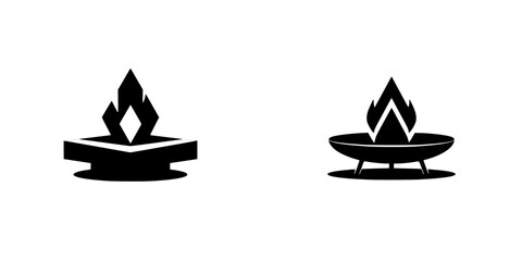 Various silhouettes depicting campfire icons suitable for outdoor activities and gatherings