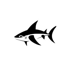 Silhouette pictogram of a shark swimming gracefully in the ocean depths