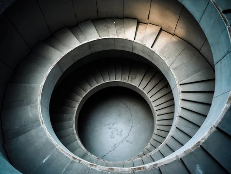 Overhead Shot of Brutalist Ramp with Dramatic Lighting