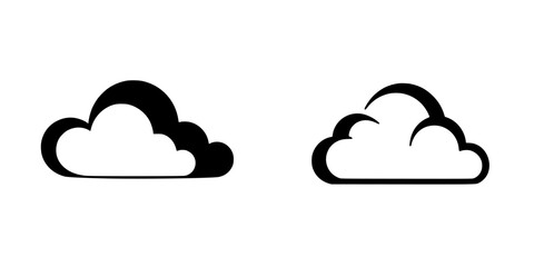 Silhouette pictogram set of cloud icons in minimalist design for weather applications and illustrations