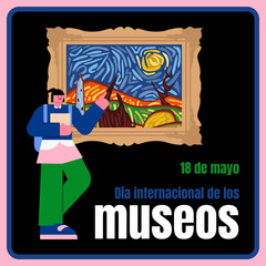 Obraz premium Creative Pink and Blue Instagram Post for International Museum Day – Modern Cultural Social Media Design