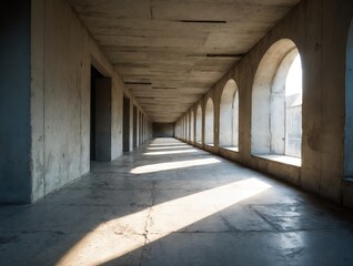 Minimal Concrete Corridor with Linear Shadows and Structure