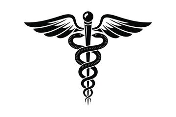 Medical icon caduceus and asclepius wand vector  