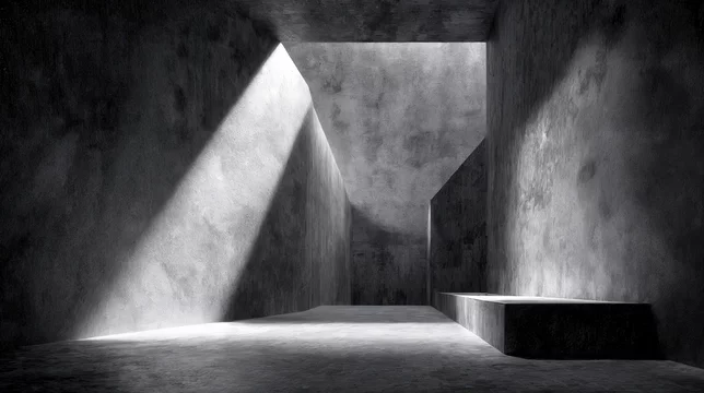 Architectural Space with Raw Concrete and Ambient Light
