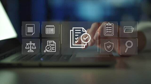 Business audit concept, Compliance with internal organization financial services regulation, financial examination for business and financial management system