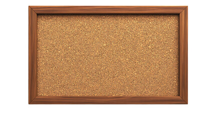 Wooden framed cork board isolated on transparent background
