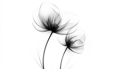 minimalist line art flowers on white background