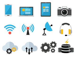 Communication tools Network Technology Icon Set For Design Elements technology, tech, digital, background, network. vector illustrate flat design style.