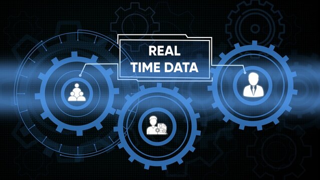Real time data conceptual illustration depicting business and technological integration