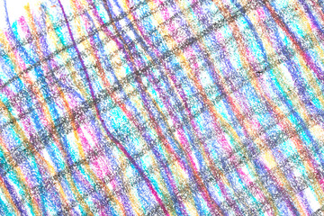 Obraz premium Crayon wiggly drawing lines in different colours on white background