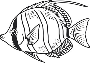 Obraz premium Beautiful Butterflyfish Illustration for Ocean and Marine Designs High Quality Butterflyfish Artwork for Underwater and Nature Themes. Creative Butterflyfish Graphic for Aquatic and Wildlife Projects