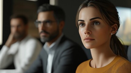 Fototapeta premium Young woman leading dynamic business team meeting