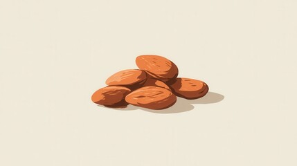 A pile of almonds rendered in a simple style.