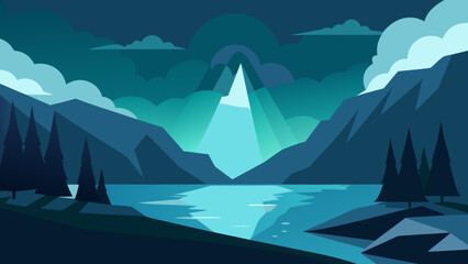 Blue sky meets majestic mountains and the serene sea in a captivating coastal landscape