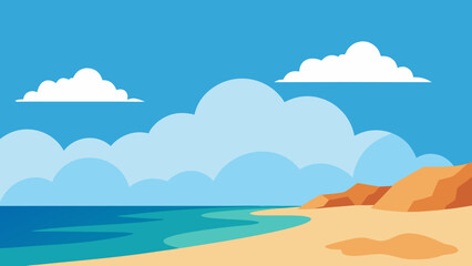 Obraz premium Tropical summer paradise: sun-drenched beach, blue sky, and ocean waves