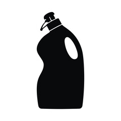 Obraz premium Black silhouette of a cleaning liquid bottle with a handle isolated on white background silhouette