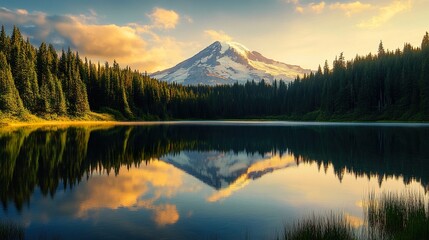 Mountain Lake Sunset Scenery