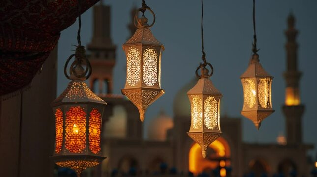 Islamic lanterns in the evening