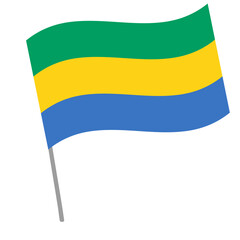 Gabon national flag flutters with flagpole