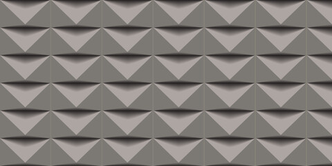Obraz premium Seamless 3D geometric wall panel design with inverted triangle pattern in gray tones. Ideal for modern interiors, backgrounds, or architectural visualization.