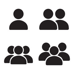 Icons Illustrating Singular, Dual, and Group Dynamics Depicting Different Quantities of People Symbolizing Community Sizes or User Base