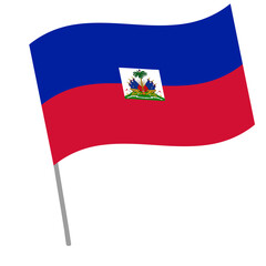 Haiti national flag flutters with flagpole