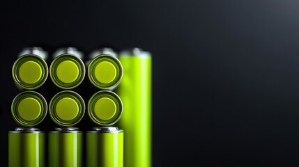 Vertical Stack of Green Batteries