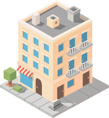 Isometric Modern Building Vector Illustration