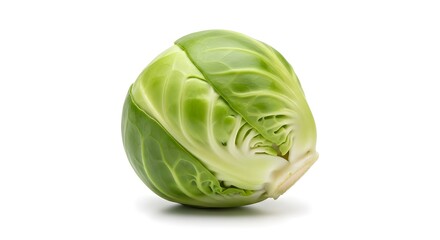 Obraz premium hern Single Fresh Green Brussels Sprout Isolated on White Background