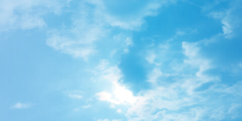 Blue sky and clouds with natural daylight panorama air background white image surface abstract design sunny fresh weather background